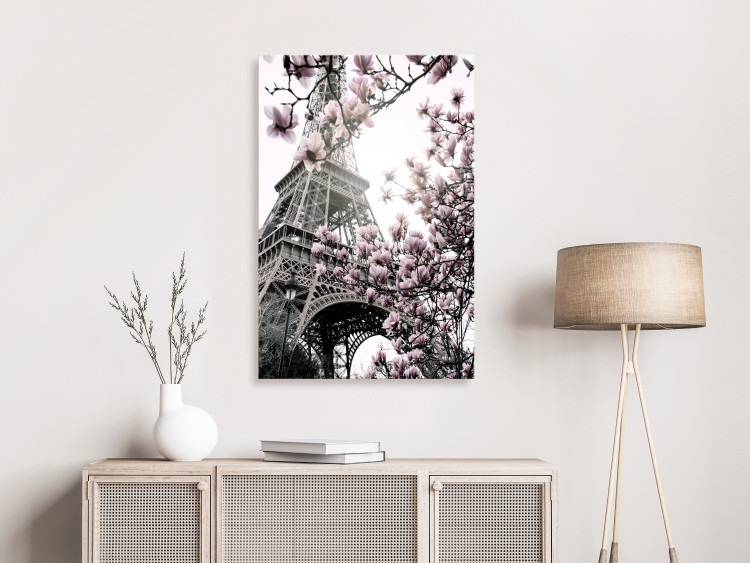 Canvas Print Magnolias in the Sun of Paris (1-piece) Vertical - spring magnolias 132261 additionalImage 3