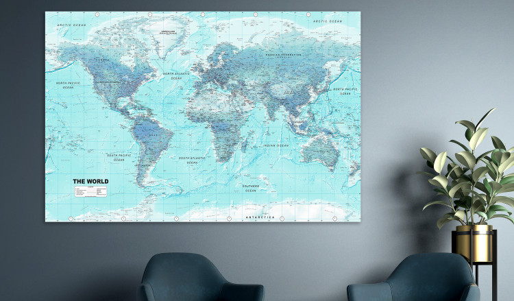 Large canvas print World Map: Sky Blue World [Large Format] 132361 additionalImage 5