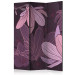 Folding Screen Dreamy Flowers (3-piece) - purple magnolias on a uniform background 132661