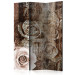 Room Separator Old Wood and Roses (3-piece) - composition with flowers on boards 132861