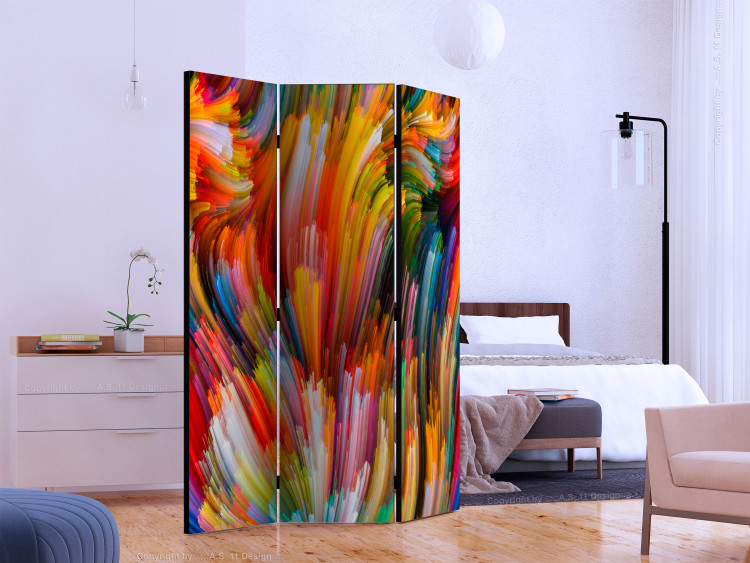 Folding Screen Rainbow Waves (3-piece) - abstract composition on a colorful background 133061 additionalImage 2