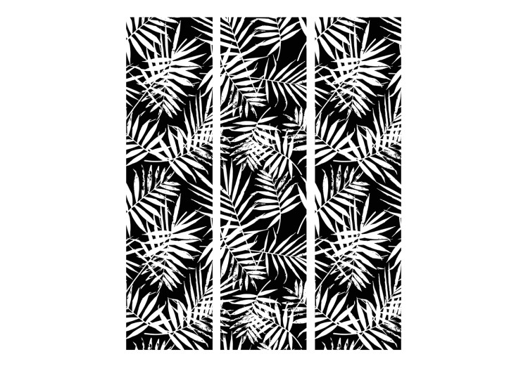 Room Separator Black and White Jungle (3-piece) - tropical background full of palm leaf 133161 additionalImage 3