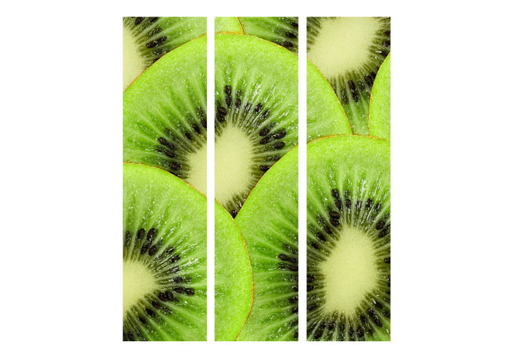 Folding Screen Kiwi Slices (3-piece) - tropical fruits in green color 133261 additionalImage 3