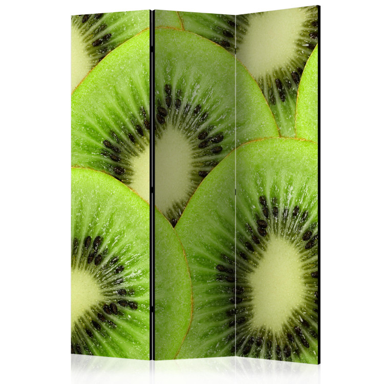 Folding Screen Kiwi Slices (3-piece) - tropical fruits in green color 133261