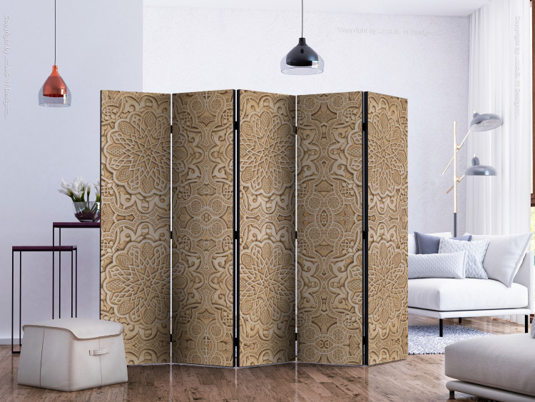 Room Divider Sandy Ornament II (5-piece) - composition with oriental Mandala 133561 additionalImage 2