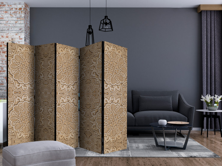 Room Divider Sandy Ornament II (5-piece) - composition with oriental Mandala 133561 additionalImage 4