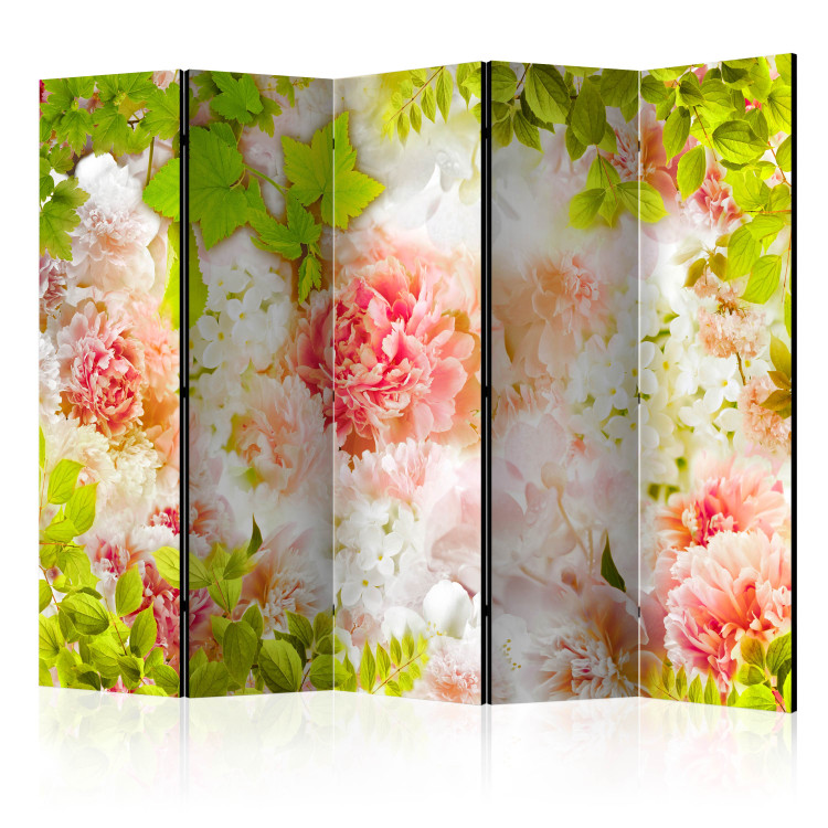 Room Separator Bright Peonies II - romantic flowers and plants in a green garden 133761