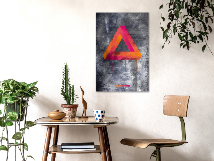 Canvas Print Penrose triangle - bright spatial figure on a gray background 134861 additionalImage 3