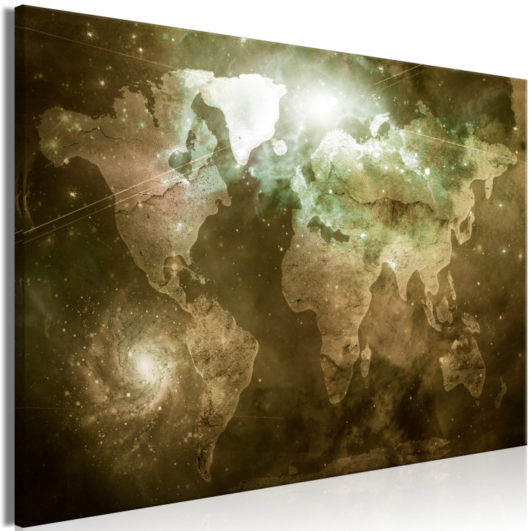 Canvas Gray Space - World Map in Sepia with Piercing Light 135161 additionalImage 2