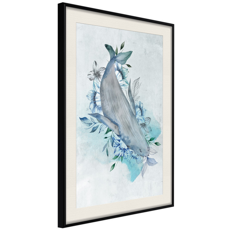 Wall Poster Mrs. Whale - aquatic creature amidst plants on a white background 135361 additionalImage 24