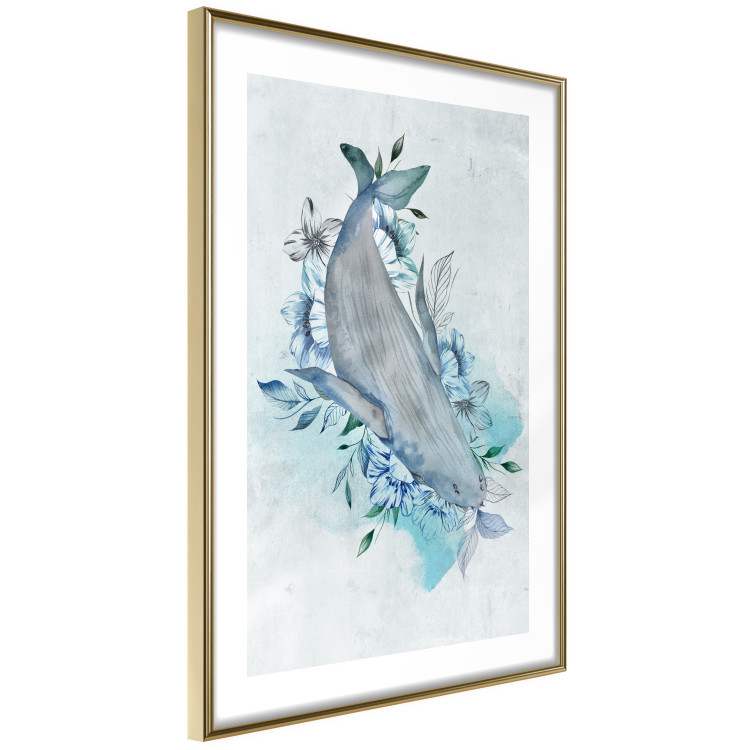 Wall Poster Mrs. Whale - aquatic creature amidst plants on a white background 135361 additionalImage 25