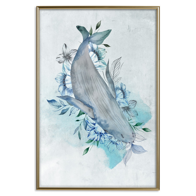 Wall Poster Mrs. Whale - aquatic creature amidst plants on a white background 135361 additionalImage 20