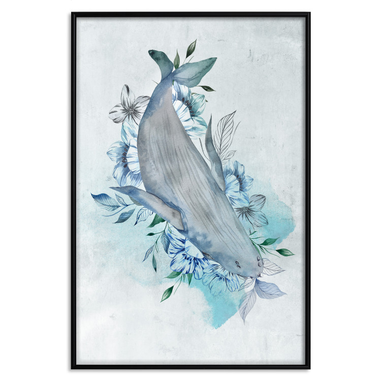 Wall Poster Mrs. Whale - aquatic creature amidst plants on a white background 135361 additionalImage 10