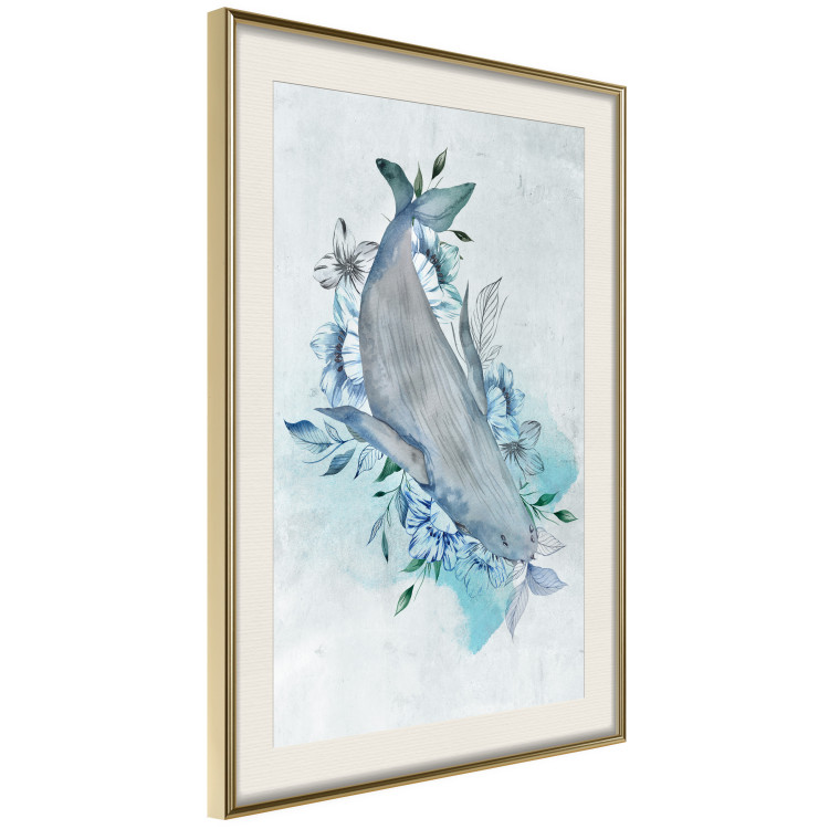 Wall Poster Mrs. Whale - aquatic creature amidst plants on a white background 135361 additionalImage 23
