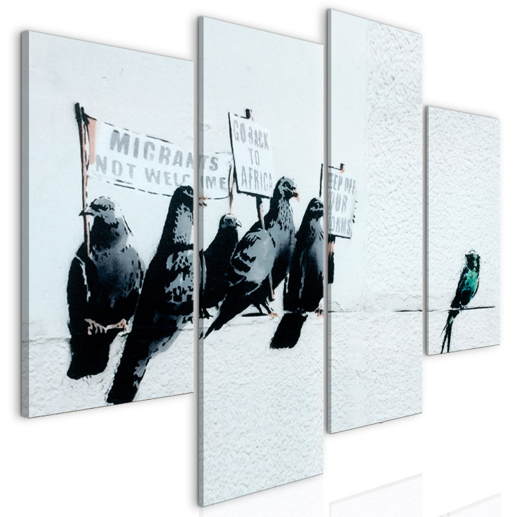 Canvas Bird protest - graphics inspired by Banksy street art 135961 additionalImage 2