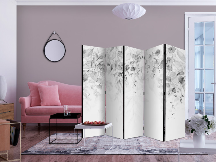 Room Divider Touch of Nature - Third Variant II (5-piece) - Black and white forest 136161 additionalImage 4