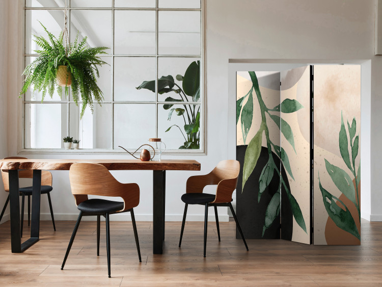 Room Separator Harmony of Nature (3-piece) - Green plants in scandiboho style 136561 additionalImage 2