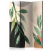 Room Separator Harmony of Nature (3-piece) - Green plants in scandiboho style 136561