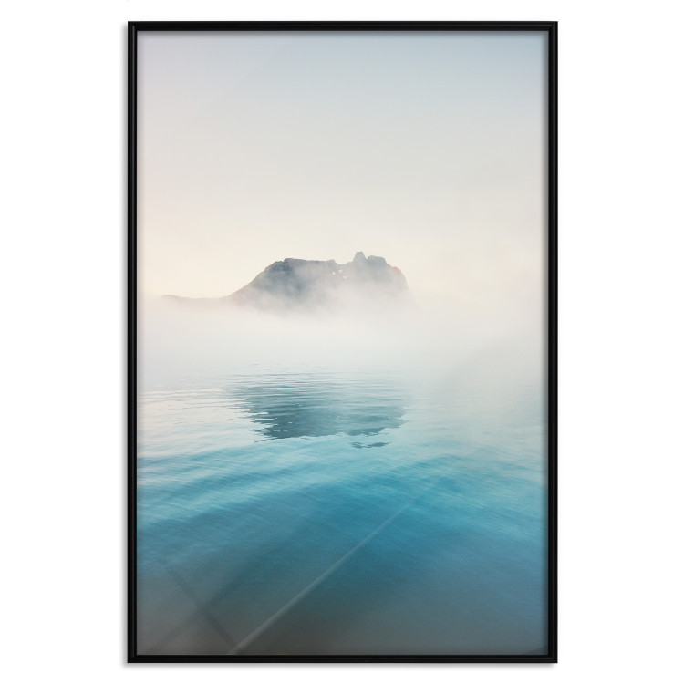 Poster Misty Cove - composition of blue water and light mist against rocks 138761 additionalImage 18