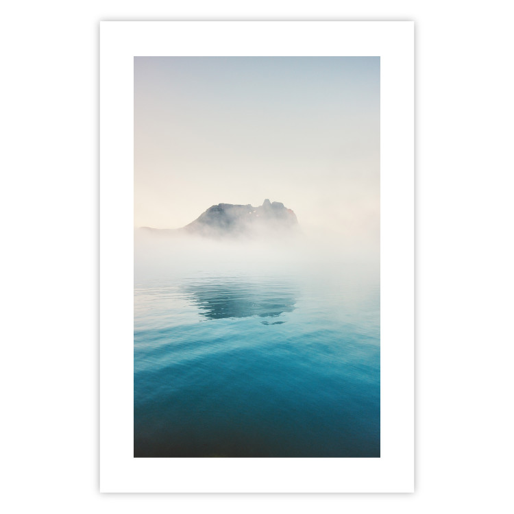 Poster Misty Cove - composition of blue water and light mist against rocks 138761 additionalImage 16