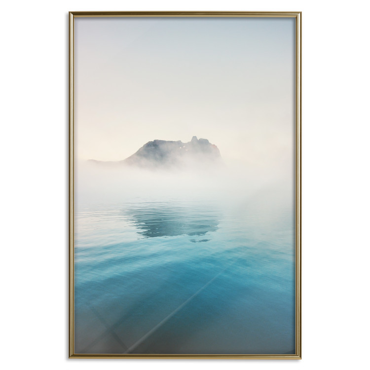 Poster Misty Cove - composition of blue water and light mist against rocks 138761 additionalImage 15