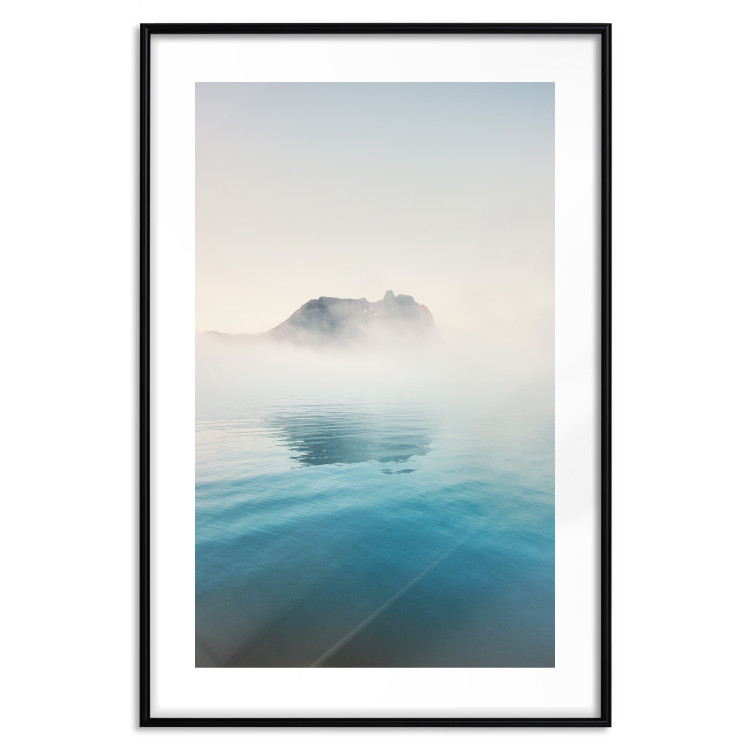 Poster Misty Cove - composition of blue water and light mist against rocks 138761 additionalImage 19