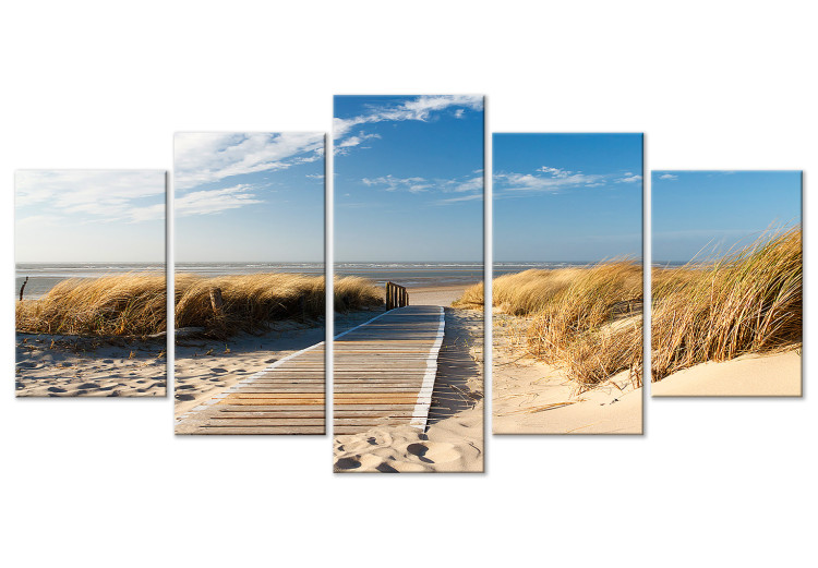 Canvas Print Unguarded beach - 5 pieces 142061