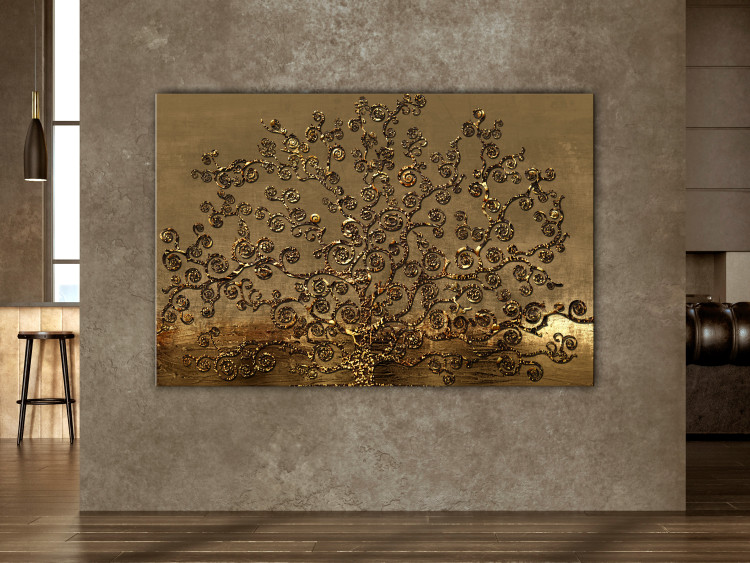 Canvas Art Print Golden Branches (1-piece) Wide - tree-shaped abstraction 142261 additionalImage 3