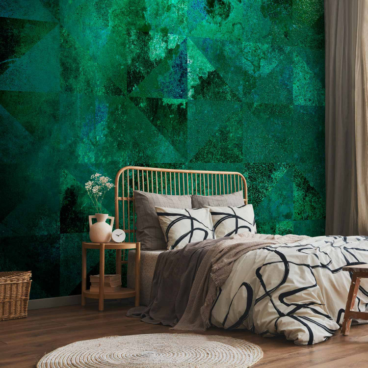 Wall Mural Emerald abstraction - background with composition of triangles and glow effect 143561 additionalImage 2