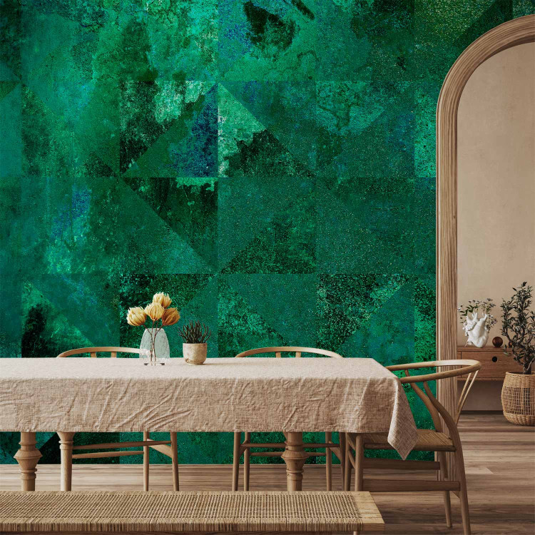 Wall Mural Emerald abstraction - background with composition of triangles and glow effect 143561 additionalImage 6