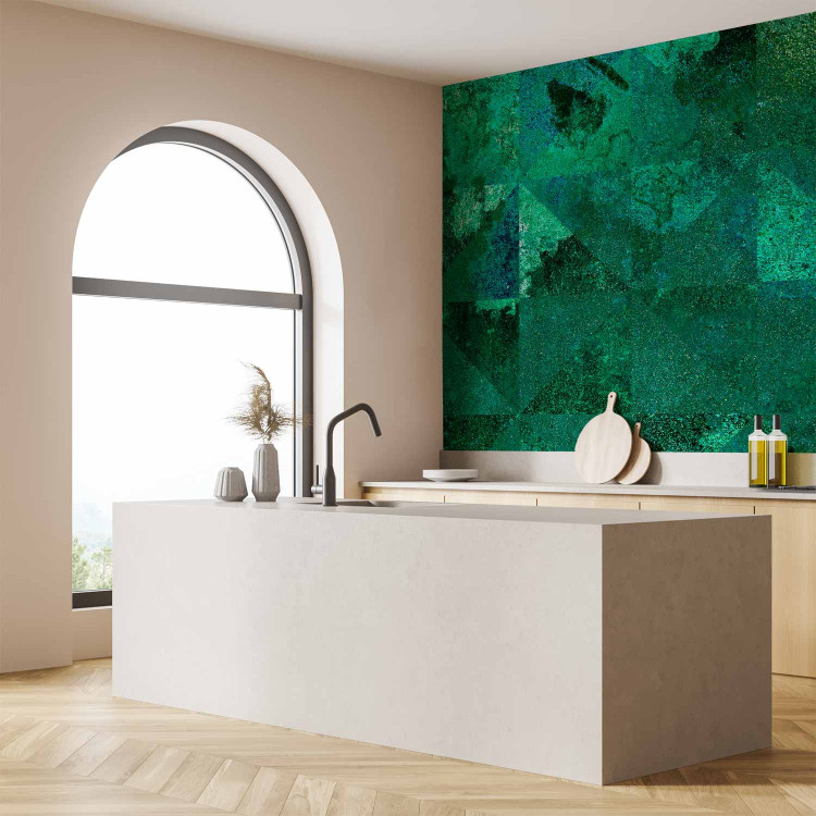 Wall Mural Emerald abstraction - background with composition of triangles and glow effect 143561 additionalImage 7