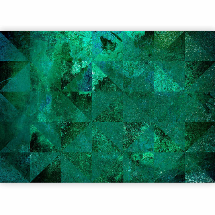 Wall Mural Emerald abstraction - background with composition of triangles and glow effect 143561 additionalImage 1
