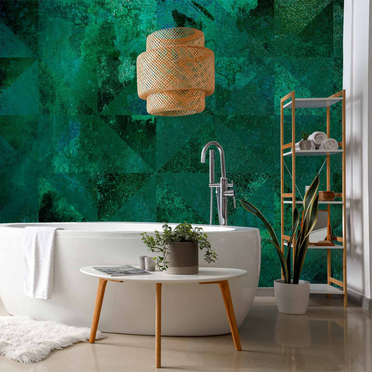 Wall Mural Emerald abstraction - background with composition of triangles and glow effect 143561 additionalImage 8