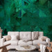 Wall Mural Emerald abstraction - background with composition of triangles and glow effect 143561