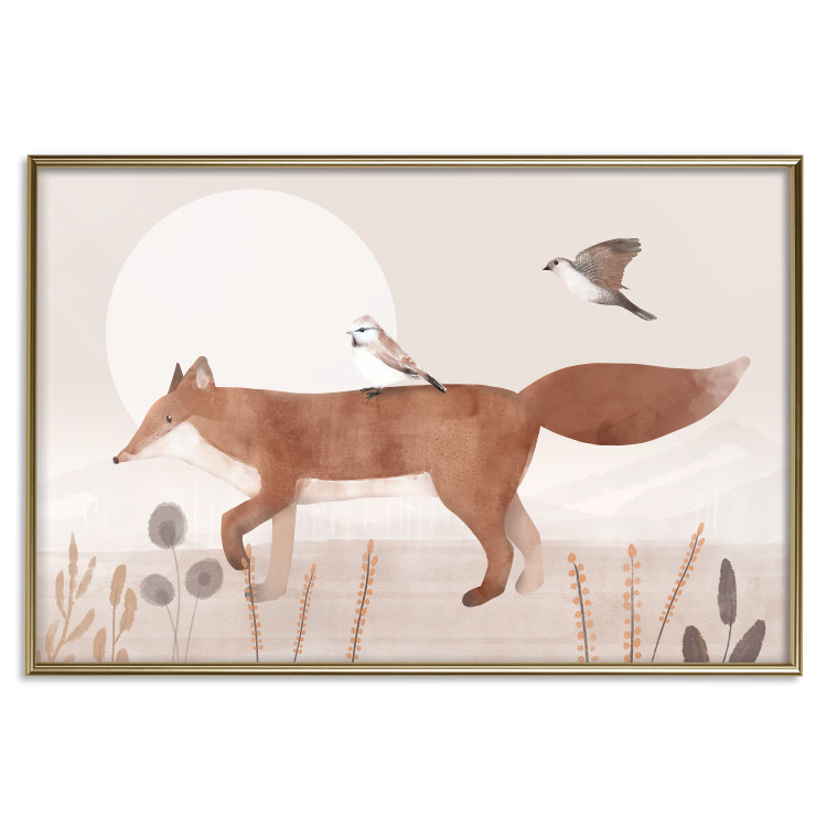 Wall Poster Wandering Fox and Birds - Forest Animals Heading Towards the Sun 144761 additionalImage 19