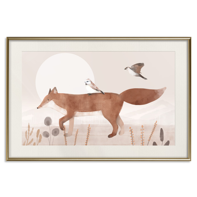 Wall Poster Wandering Fox and Birds - Forest Animals Heading Towards the Sun 144761 additionalImage 26