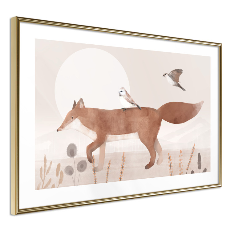Wall Poster Wandering Fox and Birds - Forest Animals Heading Towards the Sun 144761 additionalImage 8