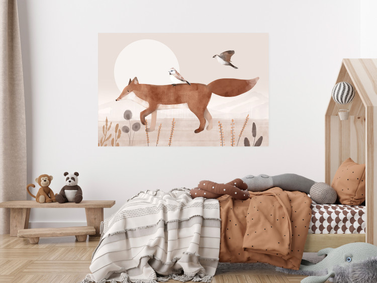 Wall Poster Wandering Fox and Birds - Forest Animals Heading Towards the Sun 144761 additionalImage 21