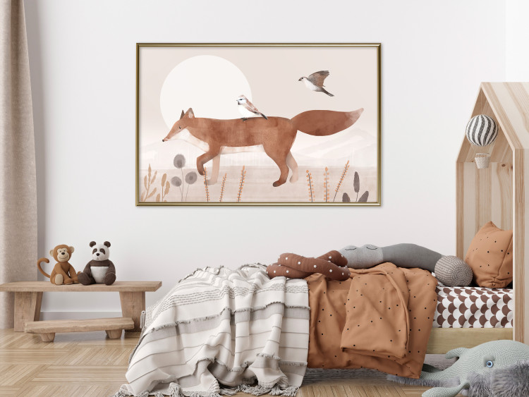 Wall Poster Wandering Fox and Birds - Forest Animals Heading Towards the Sun 144761 additionalImage 17