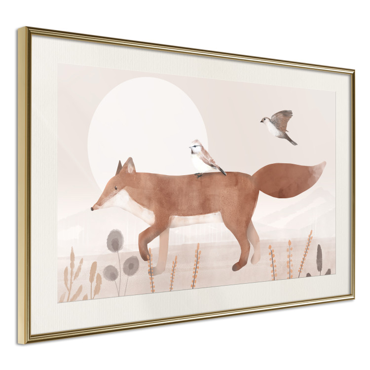 Wall Poster Wandering Fox and Birds - Forest Animals Heading Towards the Sun 144761 additionalImage 13