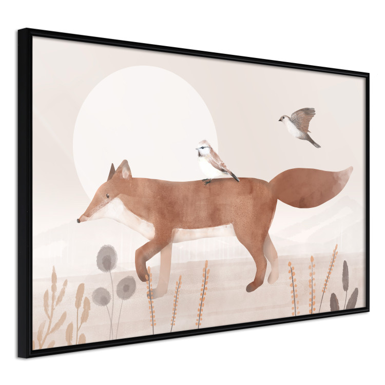 Wall Poster Wandering Fox and Birds - Forest Animals Heading Towards the Sun 144761 additionalImage 3