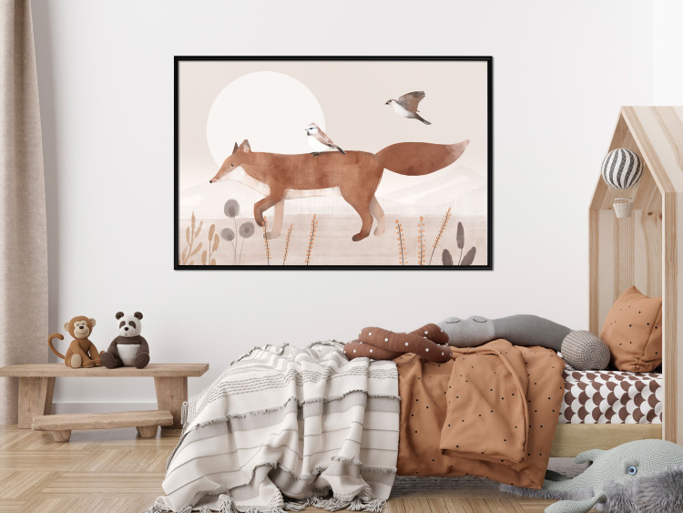 Wall Poster Wandering Fox and Birds - Forest Animals Heading Towards the Sun 144761 additionalImage 12