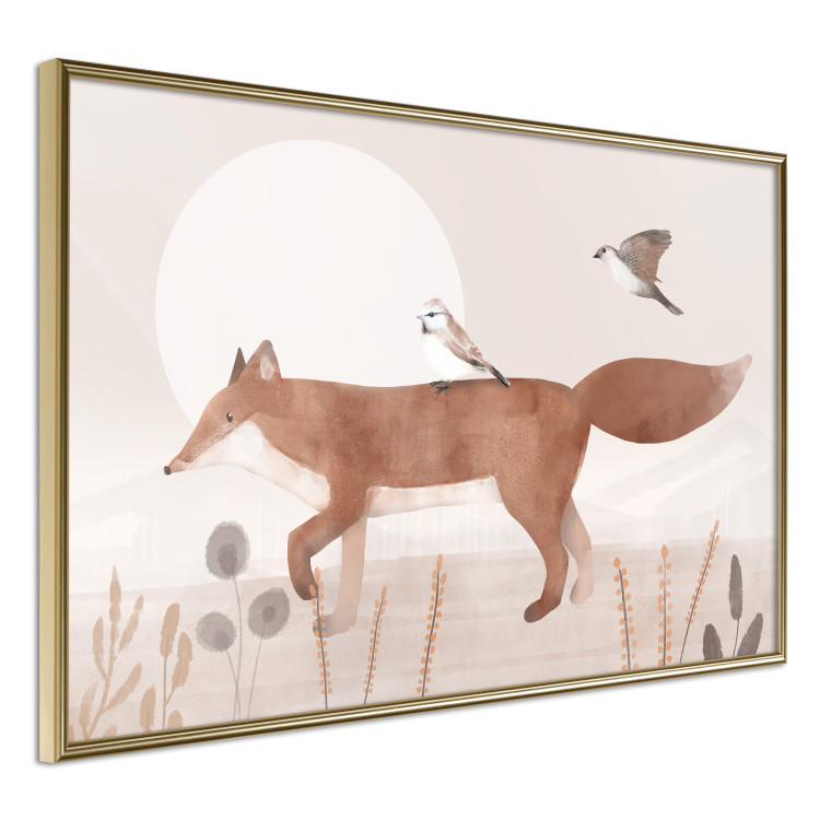 Wall Poster Wandering Fox and Birds - Forest Animals Heading Towards the Sun 144761 additionalImage 6