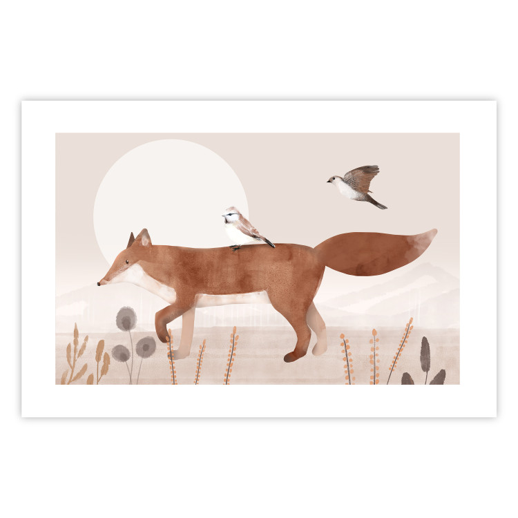 Wall Poster Wandering Fox and Birds - Forest Animals Heading Towards the Sun 144761 additionalImage 15