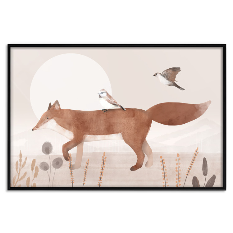 Wall Poster Wandering Fox and Birds - Forest Animals Heading Towards the Sun 144761 additionalImage 22