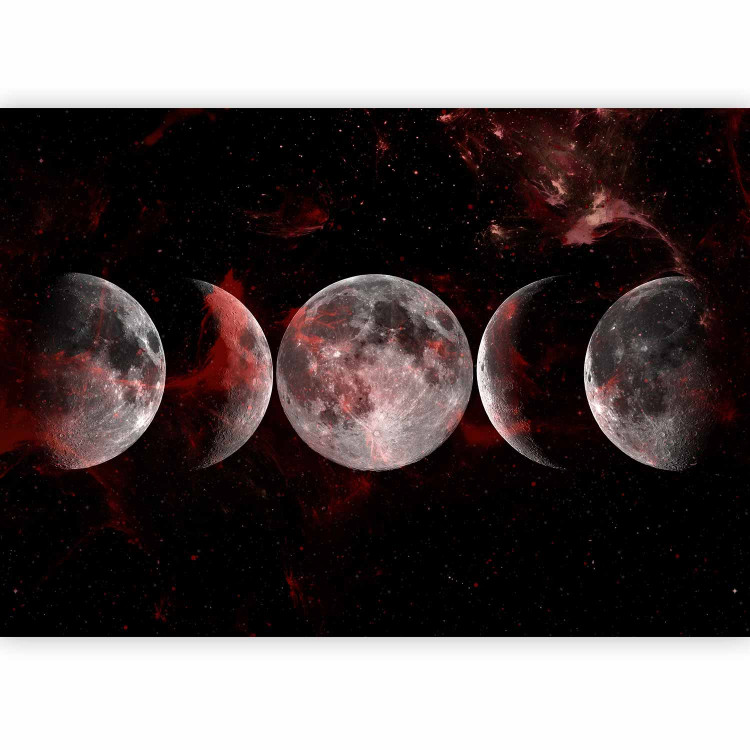 Photo Wallpaper Silver Globes - The Phases of the Moon Against the Background of Stars and the Red Cosmos 145261 additionalImage 5