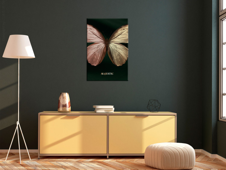 Canvas Art Print Butterfly - Insect With Unusual Wings on a Dark Green Background 145761 additionalImage 3