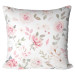 Decorative Microfiber Pillow Pink spring - a vintage-style rose and magnolia on white background cushions 146861