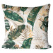 Decorative Microfiber Pillow Elegance of leaves - composition in shades of green and gold cushions 146961