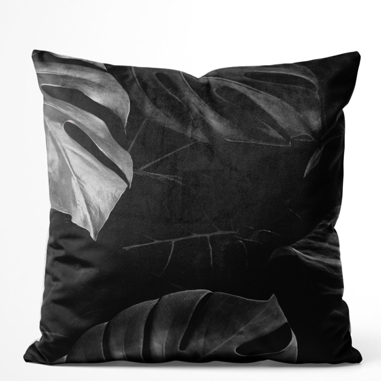 Decorative Velor Pillow Nocturnal monstera - a composition with rich detail of egoztic plants 147061